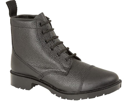 Grafters Black Grain Leather 6 Eyelet Cadet Combat Boots - M391A