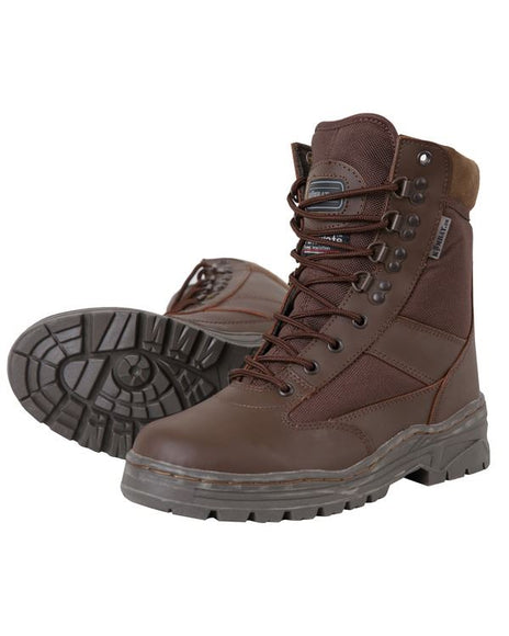 Kombat UK Half Leather Patrol Boot In Brown