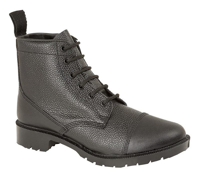 Grafters Black Grain Leather 6 Eyelet Cadet Combat Boots - M391A